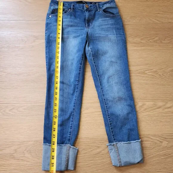 1822 Denim Jeans Womens 6 Taylor Skinny Stretch Cuffed Cropped Hippie Blue 28x24 - Picture 7 of 11
